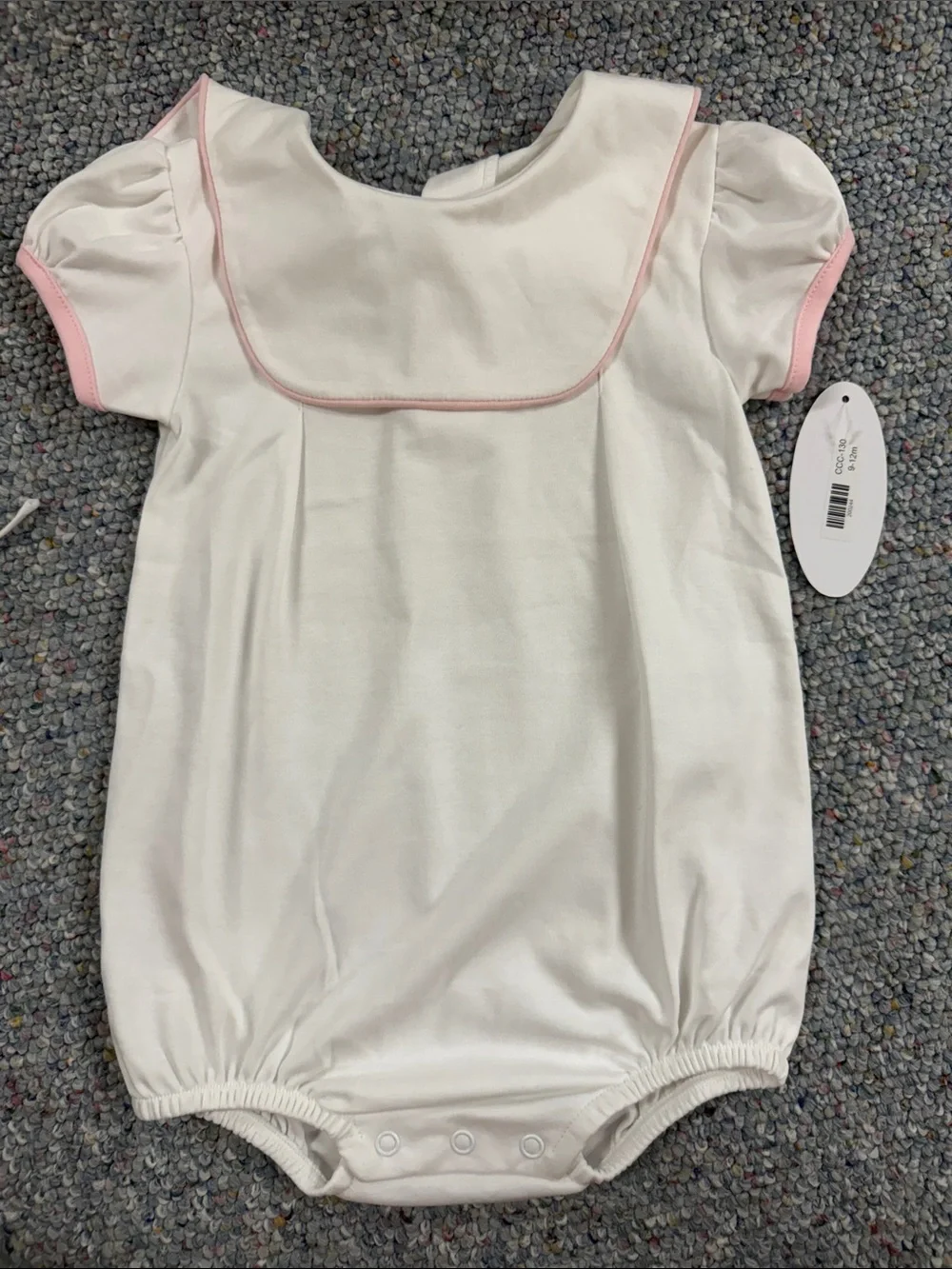 NWT 9-12M baby girl white romper hug me first luxury one piece